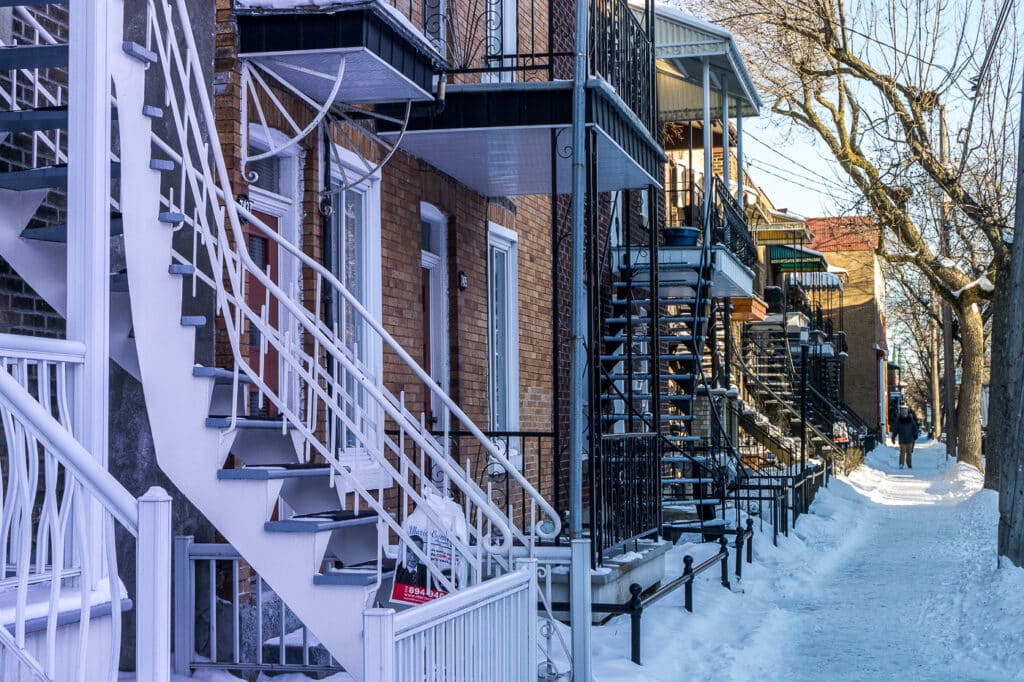 Streets of Villeray, Montreal in the winter - Quebec, Canada