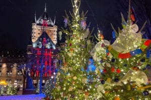 Château Frontenac with christmas trees