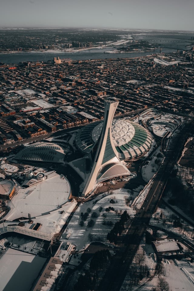 A View of Montreal and the Olympic Stadium - From a Helicopter - Thomas Lardeau - From Unsplash