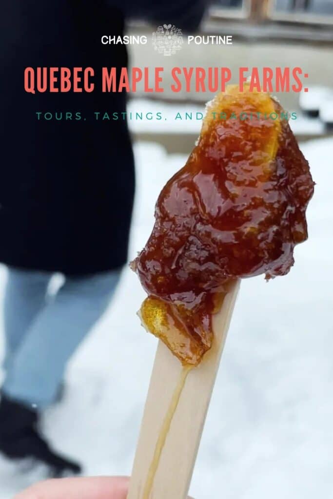 Maple Taffy on a Wooden Stick - at the Sugar Shack - La Cabane a Tuque