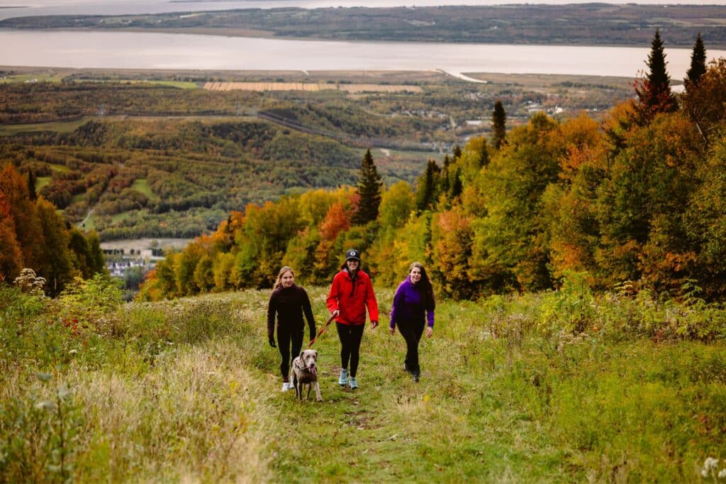Women with a Dog - Hiking in Mont-Sainte-Anne - with Coloured Trees