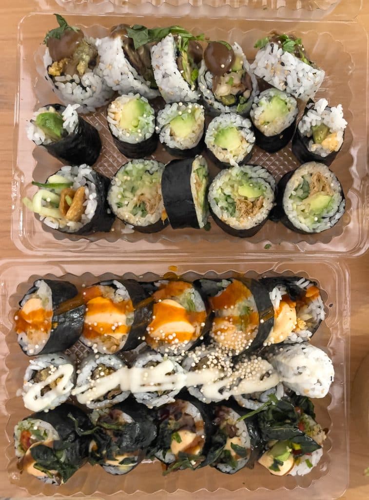 Tray of Bloom vegan sushi