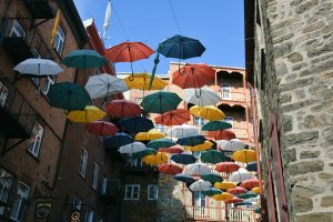 Umbrella street in Quebec City - Source: Ziyuang Wang - Unsplash