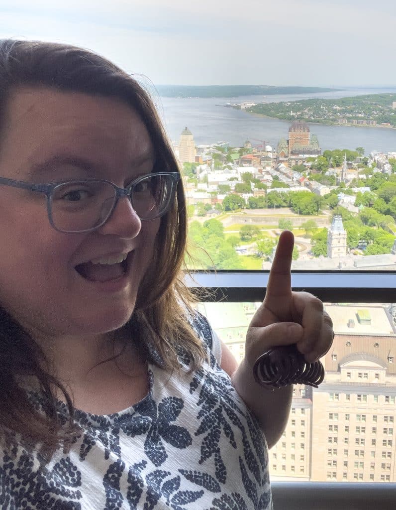 Jennifer at the Observatoire de la Capitale in Quebec City in October