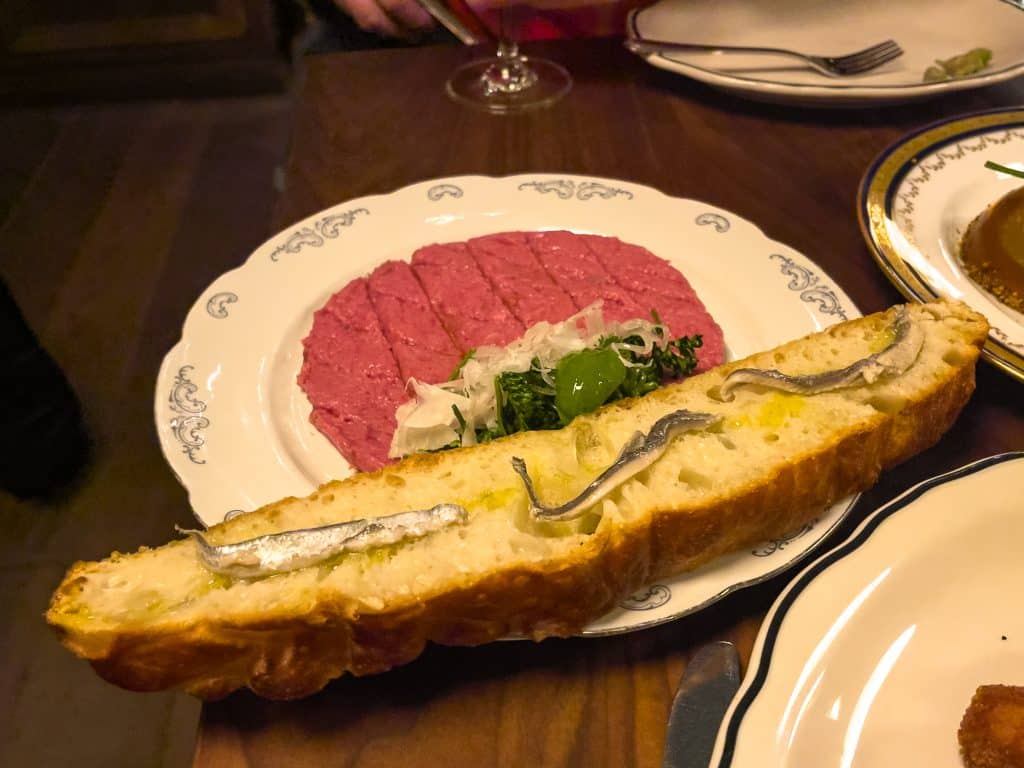 Beef tartare at Joe Beef