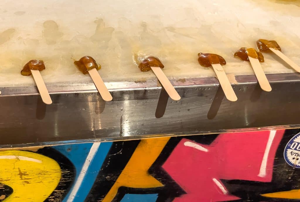 Maple taffy at La Bûche