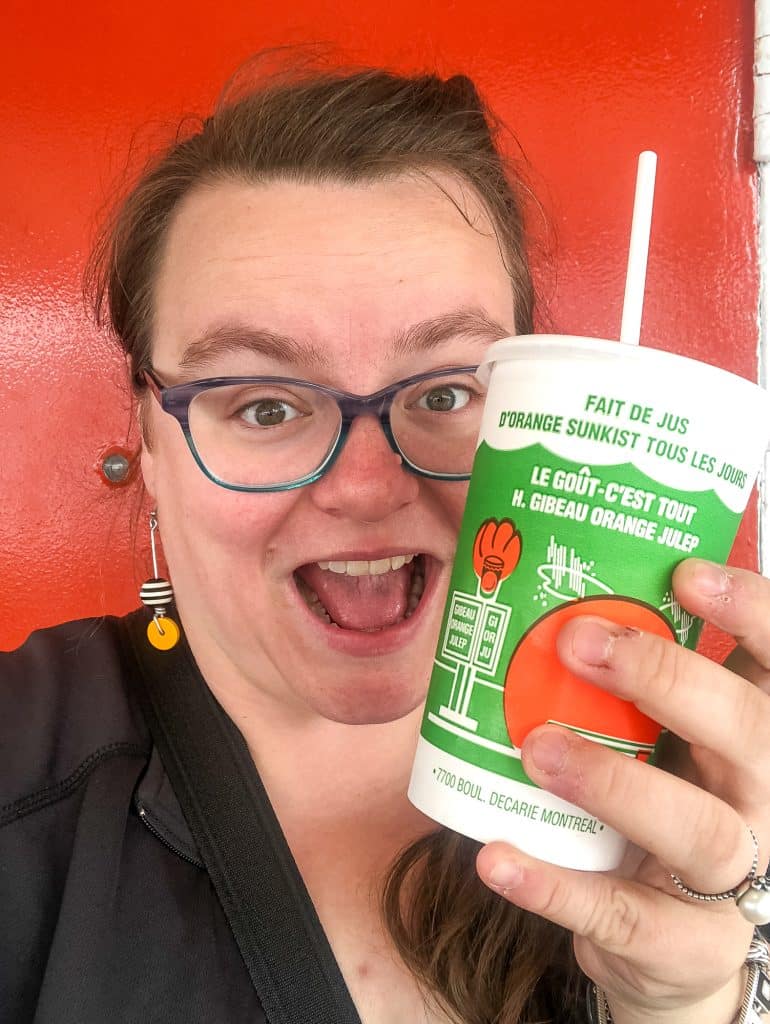 Jennifer with drink at Gibeau Orange Julep