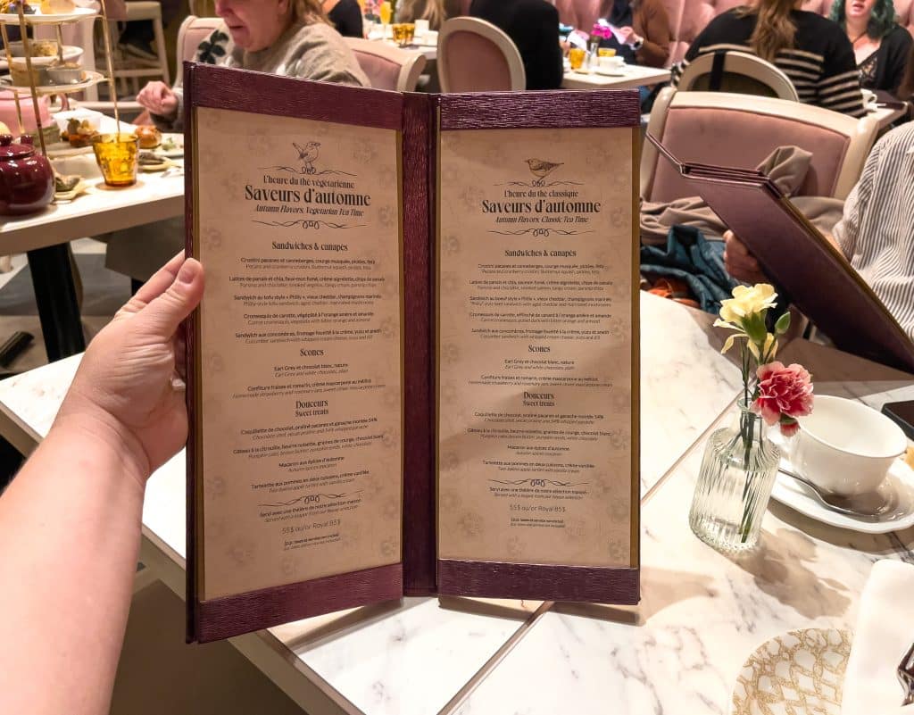 Menu at Paparmane tea house