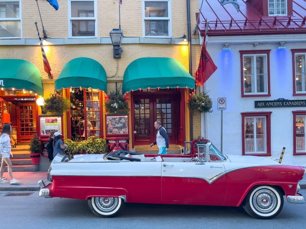 Old classic car on the streets of Quebec City