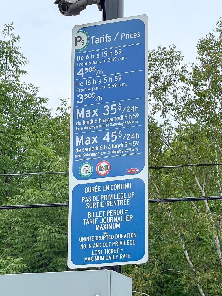 parking tarifs in Mont-Tremblant, Quebec